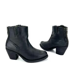 Frye Leslie Artisan Black Bohemian Moto Boots Sz 7 Leather Bench-Crafted Western